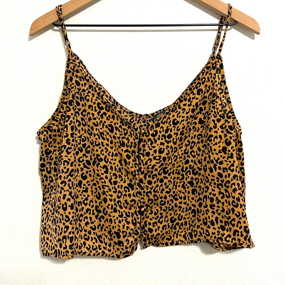 Wild Fable Leopard Print Button Crop Cami Top Siz… - image 1